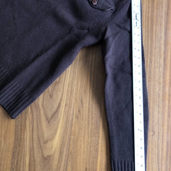 Rugby Ralph Lauren Wool Sweater Small Brown Shawl Collar Elbow Patches - Picture 5 of 6